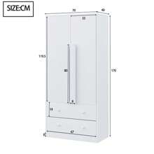 Wardrobe 70*40*170 Cm, Double Door Design, With Drawers And Storage Compartments, White (Previous Reference: LDB00307AAK) - White - View 7