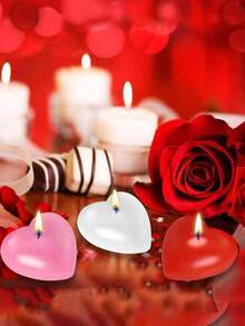 粉色心形漂浮蜡烛，心形漂浮蜡烛，漂浮蜡烛片，适用于桌面装饰、圆柱形花瓶、婚礼、派对、家居装饰、房间装饰 - 彩色 - 查看 4