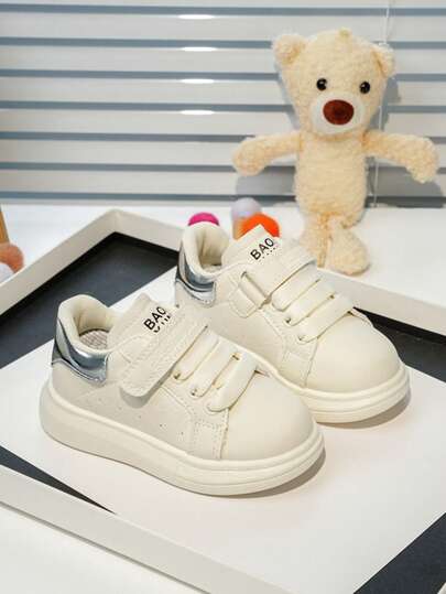 1 Pair Kids Fashion Sneakers, Boys & Girls Indoor/Outdoor Casual Shoes, Toddlers Soft Bottom Walking Shoes, Princess Style Little White Shoes, Athletic Running Shoes