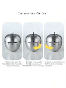 2个/1个创意厨房机械计时器，不锈钢蛋形/苹果形计时器，60分钟，学生烘焙烹饪提醒器 - 彩色 - 查看 6