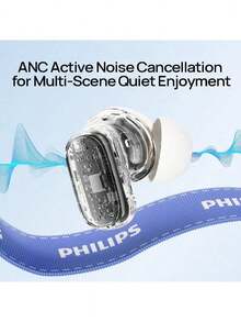 PHILIPS Tai nghe Bluetooth không dây thực sự TAT2569: Âm trầm mạnh mẽ, thiết kế nhẹ, chế độ trong suốt, thời lượng pin dài, Bluetooth 5.4, điều khiển cảm ứng, màu đen. - màu đen - Xem 2