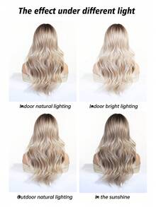 22-Inch Long Wavy Wig With Bangs, Dark Roots, Brown Wig, Brown-To-Gold Gradient Wig, Heat-Resistant Synthetic Wig, Suitable For Everyday Wear, Parties, And Cosplay. - Brown Ombre - View 7
