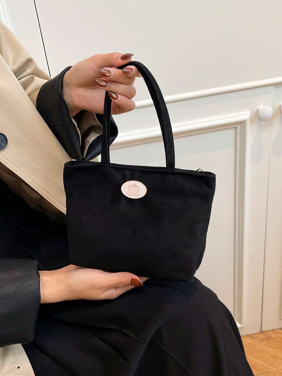 Small Tote Bag, 2025 New Vegetable Basket Tote Bag, Commuting Tote Bag, Office And Outdoor Snack Tote Bag - Black - View 1