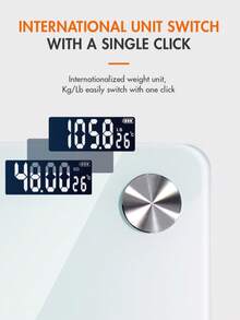 Báscula electrónica: panel de vidrio templado más grande para protección contra caídas; pantalla LED de alta definición para una visualización clara de los datos; cambio con un solo botón entre kilogramos y libras; interruptor de encendido/apagado automático para mayor comodidad y ahorro de energía; porcentaje de grasa corporal para indicadores de salud visibles. - Tipo de Enchufe A USA (110-127V) - Ver 3