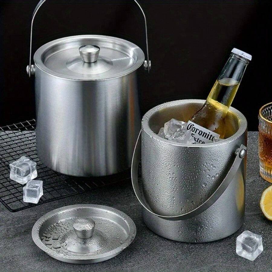 1.6L/2L/3L Stainless Steel Insulated Ice Bucket Wine Beer Champagne KTV Party Cooler - 2L - View 1