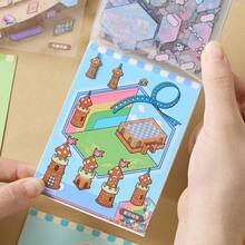 1pc Cute Theme Mini Landscape Sticker Book, Gentle Melody Series, Portable Landscape Sticker Book, DIY Your Own Little House - Multicolor - View 6