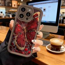 Funda de Teléfono con Patrón de Mariposa Roja para  15 Pro Max  14 Pro  13  Galaxy S23 S22 S21 Protector de Teléfono Funda de Pareja Regalo para Él y Ella Regalo de Vacaciones - Café integral - Ver 7
