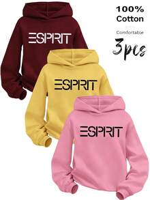 ESPRIT品牌女士保暖抓绒宽松卫衣，休闲宽松风格，适合秋冬季穿着 - 彩色 - 查看 2