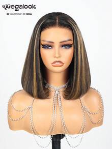 MEGALOOK Tóc giả thẳng ombre 6"x5" - Đường chân tóc được cắt sẵn, tóc giả nhuộm highlight ombre, thân thiện với người mới bắt đầu - Kiểu dáng tự nhiên, phù hợp cho sử dụng hàng ngày, công sở, tiệc Halloween, phong cách Y2K, lễ hội, đám cưới, Giáng sinh, đi học dành cho nữ. - SNATURAL/27 - Xem 5