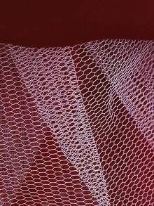 女童纯色蕾丝薄纱蓬蓬裙，优雅奢华，适合学校舞会和时装秀，不含头饰 - 酒紅色 - 查看 9