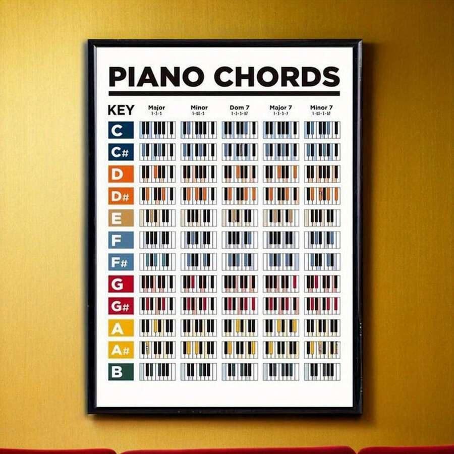 1pc Canvas Poster, Piano Chords And Scales Music Theory Poster, Learn ...