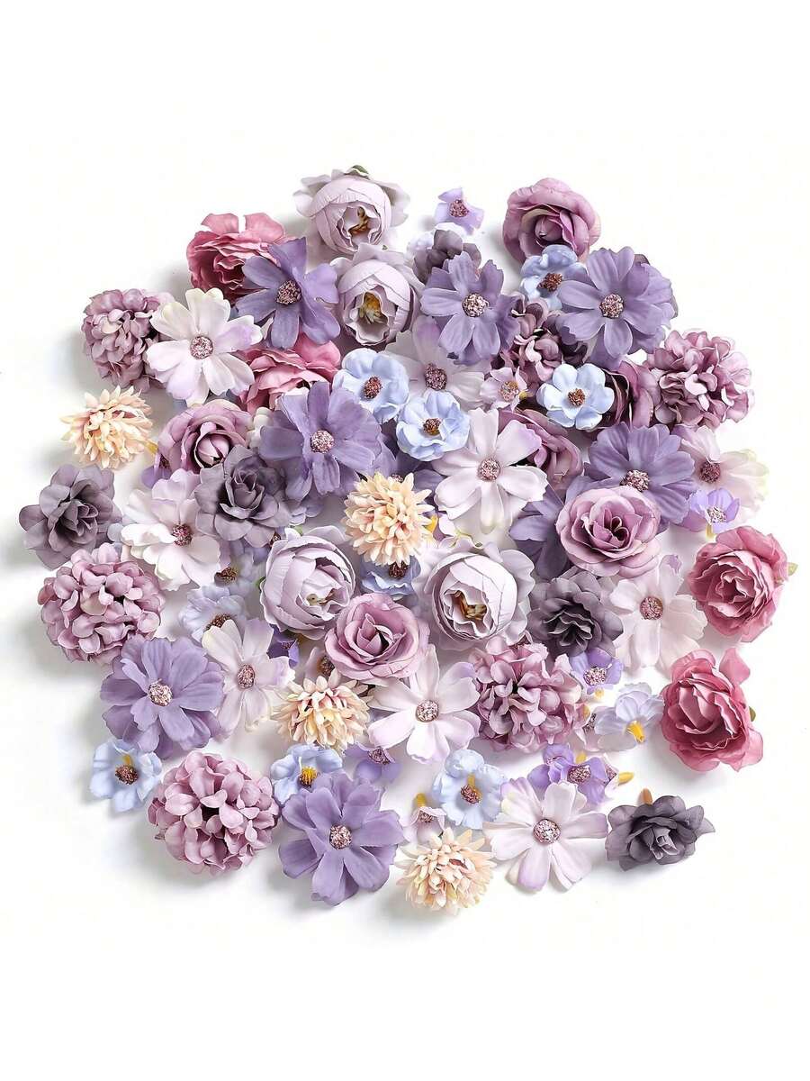 60Pcs Fake Flower Heads Artificial Flower Heads Mix Silk Flowers Bulk ...
