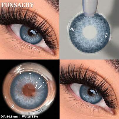 FUNSACHY Blå Nya Kontaktlinser 2-pack Högkvalitativa Färgade Kontaktlinser Årlig Användning Kontaktlinser Bruna/Grå Färgade Kontaktlinser 14,5 Mm Halloween Kostym Cosplay