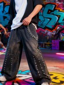 Luxury Streetwear Metal Punk Style Personalized Tassel Rivet Waist Chain Retro Dark Ins High Street Casual Men Pant Chain - Multicolor - View 3