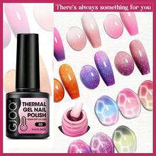 GJOQ 6PCS Cat Eye Gel Nail Polish 7ml 0.24 Ounce Latest Version Luminous Color Changing Suitable For LED Lamp Curing Free Magnet Stick Tear Resistant Smooth Shiny Bright 28 Days No Peeling Perfect For Home Parties Dances Must Have  Shiny Gold Color Ideal Gift For Christmas New Year To Family - 貓眼02 - 查看 7