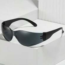 1副女士Y2K无框环绕式椭圆形太阳镜，UV400防护，未来感十足的一体式护目镜，适合夏季海滩街头佩戴 - 彩色 - 查看 11