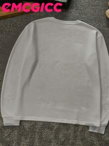 EMCGICC Manfinity Y2k Long Sleeve Shirts ,Graphic T Shirt Cotton 250g,Fashionable Hip-Hop For Men -  Long Sleeve T-Shirts, Funny Vintage Shirts,Regular Fit, Street Style, Digital Print,  Ideal Gift - 淺灰色 - 查看 3