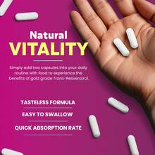 MEGNETA 1450mg High-Potency Resveratrol Supplement | Anti-Aging Antioxidant Support, Free Radical Defense, Brain Clarity & Cellular Energy | Collagen + NAD+ Boost, Gluten-Free For Men & Women | 60 Capsules (30 Servings) - Free Shipping, Quick Ship Items - One bottle - Trial stage - 查看 5