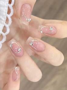 全贴式指甲油贴纸 1张套装 夏季美甲贴纸 自粘式指甲油贴纸 防水持久 时尚凝胶美甲贴 DIY美甲 - 紫紅色 - 查看 5