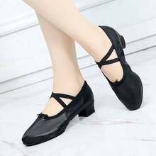 1 Paio di Scarpe da Ballo in Vera Pelle da Donna con Tacco, Adatte per Balletto, Danza del Ventre, Danza Folkloristica, Suola Morbida per Pratica in Interno - nero - Visualizzare 4
