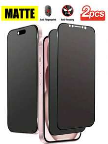 2片装磨砂防窥屏保护膜，兼容 17/16ProMax/16E/16Plus/15ProMax/14/13/12/11/XR/X/XS/7/8，9H陶瓷磨砂防窥，2.5D防指纹磨砂防窥屏保护膜，全屏覆盖磨砂屏保护膜，磨砂防指纹，防水，防摔，防刮花 - 黑色 - 查看 23