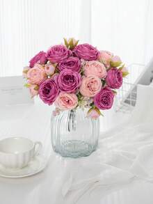 1/80 Bunch 11.22" Artificial Peony Bouquet, Paired With French Vintage Roses, Chrysanthemums, And Daisies, Suitable For Spring Decor, Birthday Party, Gathering, Wedding Bouquet, Home Decor, Restaurant, Bedroom, Windowsill, Vase Decor, Valentine's Day, New Year Decor, Outdoor Garden, Rama Decor, Valentine's Gift - Rose Pink - View 6