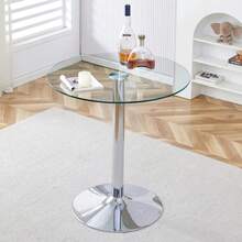 Modern Minimalist Table With Glass Beam: With A Diameter Of 89 Cm And A Height Of 92 Cm, It Is The Ideal Choice For A Light Luxury Structure. - Silver - View 10