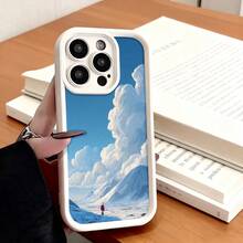 Funda de Teléfono Impresión de Nubes y Paisaje de Montaña para iPhone 14 13 12 11 Pro Max  Galaxy S23 S22 S21 S20 Edge Plus Funda de Teléfono Regalo para Novio Novia San Valentín Cumpleaños - Negro - Ver 3