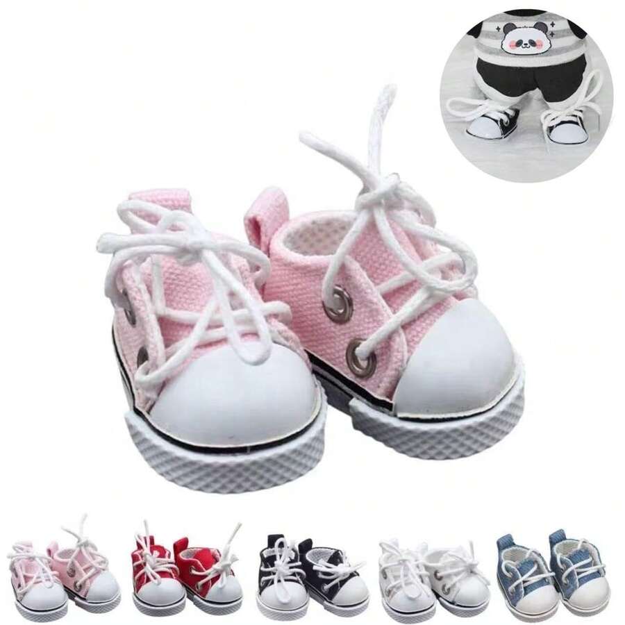 Cute Doll Shoes For Labubu(17cm), 2025 New Mini Shoes For Labubu Clothes Accessories, Mini Finger Shoes For Labubu Doll Accessories Dress Up Unique Style (Pink) - Pink - View 1