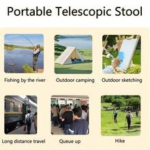 Taburete retráctil plegable, taburete telescópico de plástico portátil para adultos, taburete de espera plegable para acampar, pesca, jardín - Azul - Ver 6