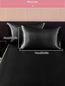 2件套高级丝滑缎面信封式枕套，柔软透气，不易起皱，呵护秀发肌肤，提升睡眠质量，不含枕芯，可机洗，通过Oeko-Tex认证，黑色 - 黑色 - 查看 12