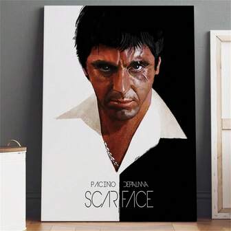1 pieza Póster - Arte de pared de Tony Montana - Decoración de película - Impresión en lienzo Pósteres Pintura en lienzo Artes de pared Decoración del hogar y la habitación Sin marco
