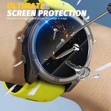 5片装钢化玻璃屏幕保护膜，适用于Garmin Fenix 8 Pro 47mm 51mm 7 7S 7X Pro 6 6S 6X Pro Solar AMOLED，Forerunner 965 955 945 245 255 165 45 55，Vivoactive Instinct 3，防刮透明保护膜，屏幕保护必备，适用于日常、办公、居家使用，防水防震防摔防刮花。 - 5包 - 查看 2