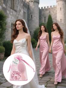 Brodark 4/24 قطعة من أربطة الشعر الوردية، كيس سحاب وبطاقات شكر، مناسبة لهدايا العروس والوصيفات وحفلات الخطوبة وعيد الميلاد والعام الجديد