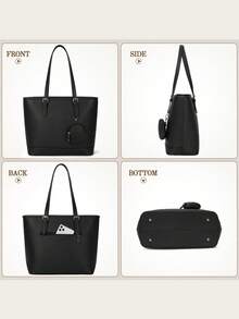 Women's Handbag, Genuine Leather Shoulder Bag, Large Capacity Wallet And Handbag Set With Detachable Small Pouch - Multicolor - View 5