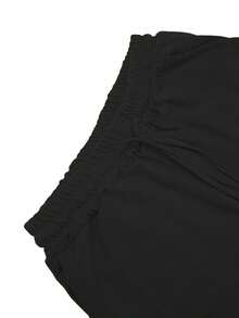 Bộ đồ nữ màu trơn 2 mảnh: Áo hoodie dài tay cổ kéo khóa nửa thân và quần ống đứng xẻ tà có dây rút, màu đen, thích hợp cho mùa xuân. - màu đen - Xem 5