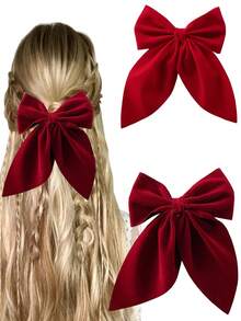 1/2/3/4/5/6个装大蝴蝶结发夹，柔软长尾蝴蝶结发卡，复古金属发夹丝绸发箍，优雅发饰，圣帕特里克节、情人节的绝佳礼物