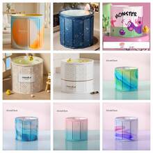 一套折叠浴缸，沐浴桶，易折叠独立式浴缸 - 快速安装，隔热木板设计，适用于浴室、酒店，冷热水浴皆可，方便收纳，浴室装饰，夏季返校季适用