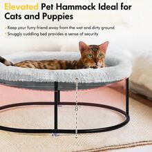 Elevated Cat Hammock Bed For Indoor Cats Fluffy Warm Cuddle Cat Bed With Detachable Pad Bed Cover Raised Pet Bed Cuddler For Sleeping Kittens Small Dog Oval Cat Hammock Grey - CatHammockGrey - View 5