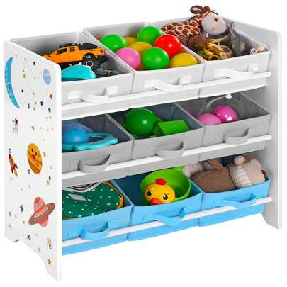  SONGMICS Estantería Infantil para Juguetes y Libros 9 Cajas de Tela no Tejida Extraíbles con Asas para Sala de juegos Escuela 625 x 295 x 60 cm Ahorro de espacio Blanco