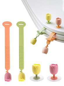 2/1个郁金香马桶座圈提升器，免提式马桶座圈开启器，适用于智能马桶/普通马桶，硅胶马桶座圈提升手柄 - 彩色 - 查看 1