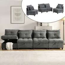 Sofas & Couches - Antique Gray + Foam + 4 Seat + Chenille - View 1