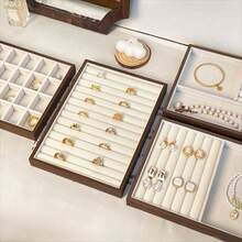 Hộp đựng trang sức vân gỗ, khay đựng trang sức kiểu retro, giá đỡ trang sức để trưng bày vòng tay và vòng cổ. - Nhiều màu - Xem 5