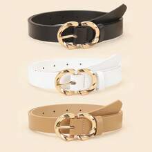 3pcs Fashion Viral Gold U-Buckle Waist Belt For Women, Suitable For Various Festivals, Parties, Casual & Entertainment Occasions