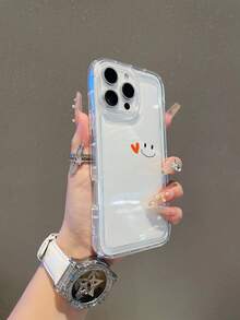 1pc Minimalist Heart & Smile Pattern Transparent TPU Shockproof Phone Case, Suitable As Holiday Gift Compatible With Apple, Galaxy S22/23/24/25/A05/A05S/A53/A54/A55 And More - Multicolor - View 4