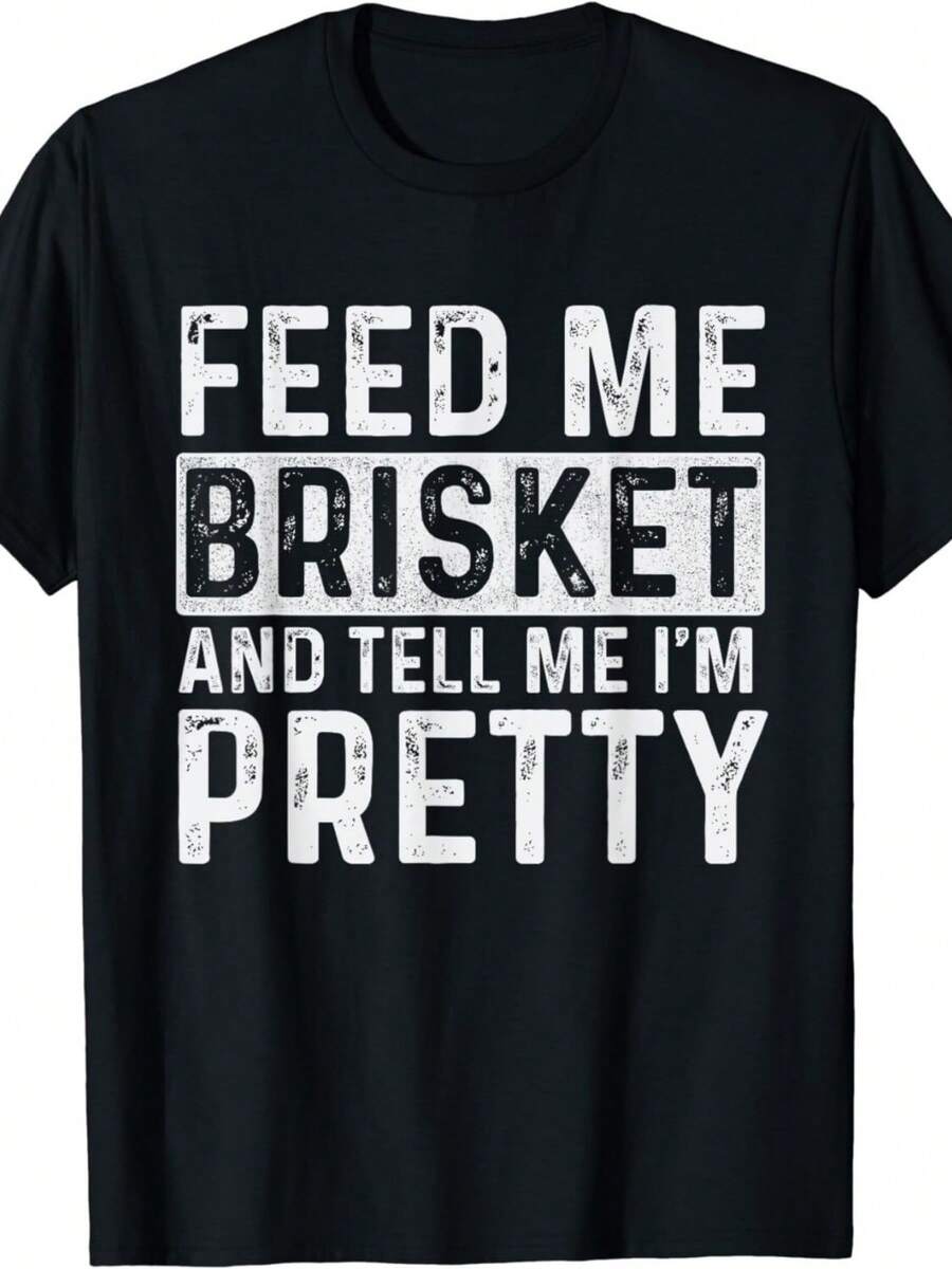 Aliméntame con Brisket - Camiseta Uni para amante del BBQ y maestro asador - Negro - Ver 1