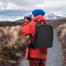 Mochila para Cámara Fotografica, Bolsa Profesional para Camara con Compartimentos, para DSLR/SLR, Mochila Impermeable para Laptop y Cámara Fotográfica, Compatible con// - Naranja - Ver 7