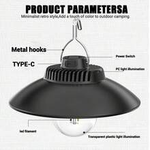 1 pieza Bombilla de luz de ambiente retro, Lámpara colgante de platillo volante, Luz esférica de camping, Luz para exteriores - Multicolor - Ver 6
