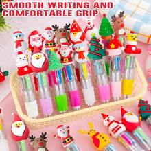 2pcs-Christmas Multicolor Ballpoint Pens, Christmas Ballpoint Pens, Creative Cute Christmas Neutral Pens, Vibrant Assorted Colors With Santa, Reindeer & Snowman Toppers, Retractable 4-Color Ink, Durable ABS Body, Ideal For Holiday Journaling & Gift Giving, Holiday Party SchoolSupplies StudentsRewards Christmas Gifts Christmas Stationery Gift Water Pen Christmas(Random Pattern) - Random - View 1