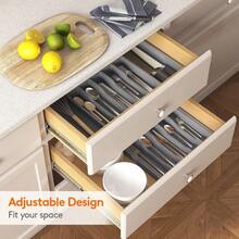 Cutlery Drawer Organizer Expandable Utensil Tray For Kitchen  Flatware And Silverware Holder Adjustable Plastic Storage For Spoons Forks Knives Organizers And Storage Large Grey - .Grey+1 - View 8